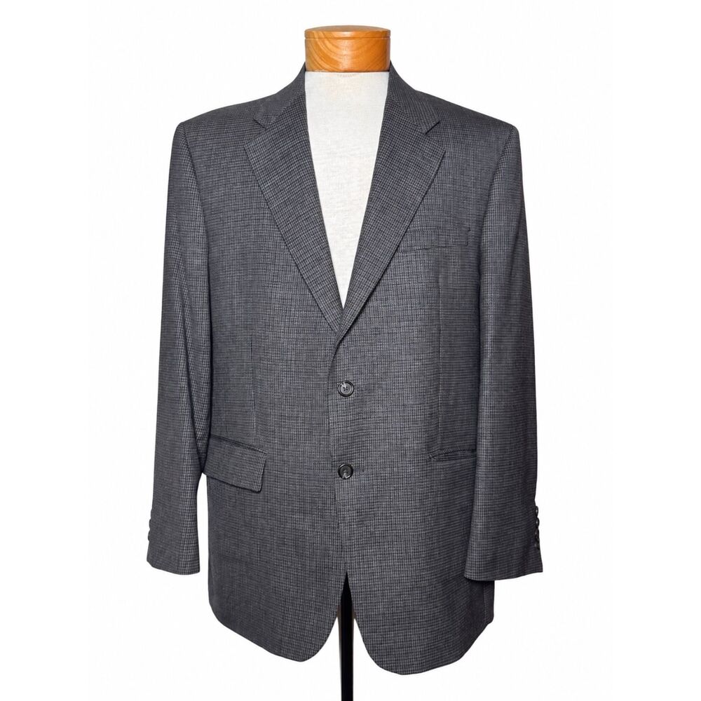 VTG Lauren Ralph Lauren 42R Woolmark Pure New Wool Micro Houndstooth Blazer Grey